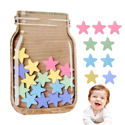 Bocal de Récompense avec 36 Étoiles pour Enfants, Pot de Récompense en Bois pour Routine Quotidienne, Tableau de Comportement pour Apprentissage de la Propreté pour Tâches Bocal de Récompense avec 36 Étoiles pour Enfants, Pot de Récompense en Bois pour Routine Quotidienne, Tableau de Comportement pour Apprentissage de la Propreté pour Tâches