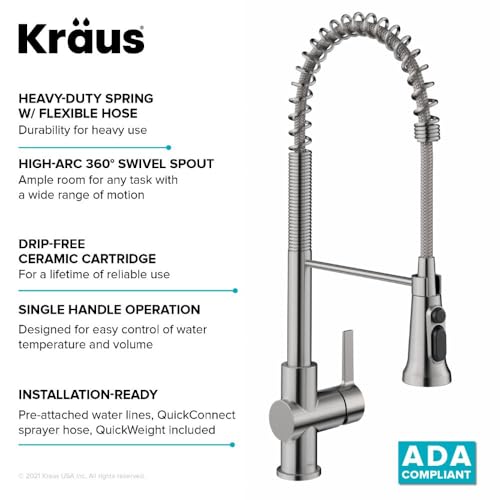 KRAUS Britt 2 em 1 Estilo Comercial Pull-Down Single Handle Torneira de Cozinha Filtro de Água para