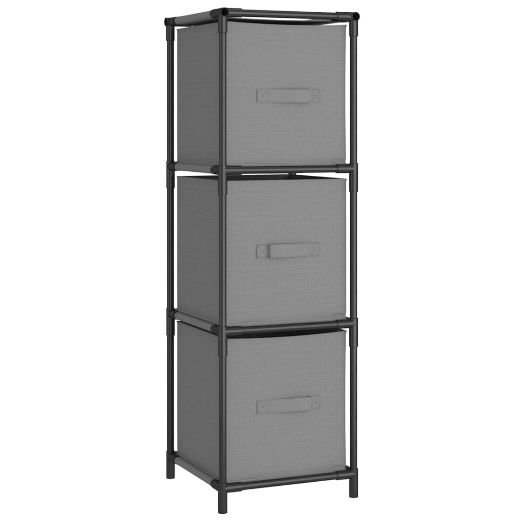 Armadio portaoggetti con 3 cassetti in tessuto, grigio, 34 x 34 x 101 cm, armadio portaoggetti stretto con telaio in acciaio, sistema di organizzazione salvaspazio per soggiorno, corridoio e