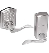 Honeywell Safes &amp; Door Locks 8734301 Electronic Entry Lever Door Lock, Satin Nickel, 6.5 x 8.8 x ...