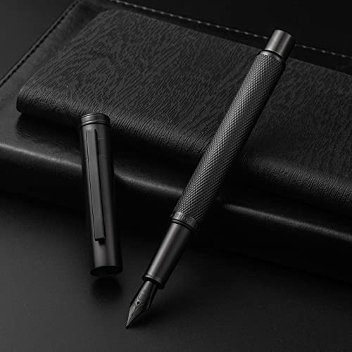 Image of Hongdian Black Forest Fountain Pen Medium Nib Classic Design with Converter and Metal Pen Case Set