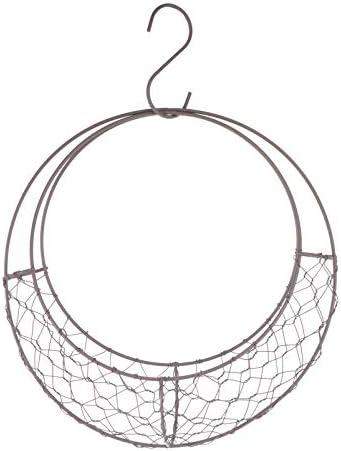Yardwe Iron Wire Wreath Frame Succulent Pot Moon Shaped Metal Hanging Planter Plant Holder Flower Hanging Basket