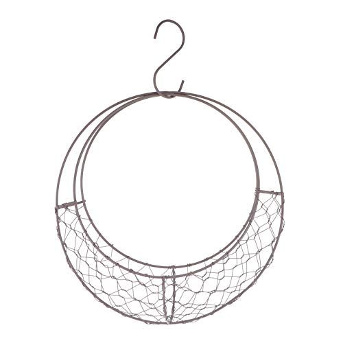 Yardwe Iron Wire Wreath Frame Succulent Pot Moon Shaped Metal Hanging Planter Plant Holder Flower Hanging Basket #TOP12