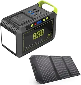 MARBERO Portable Power Station with 30W Portable Solar Panel 88Wh Camping Lithium Battery Solar Generator Fast Charging with AC Outlet 120W Peak Power Bank for Home Backup Outdoor