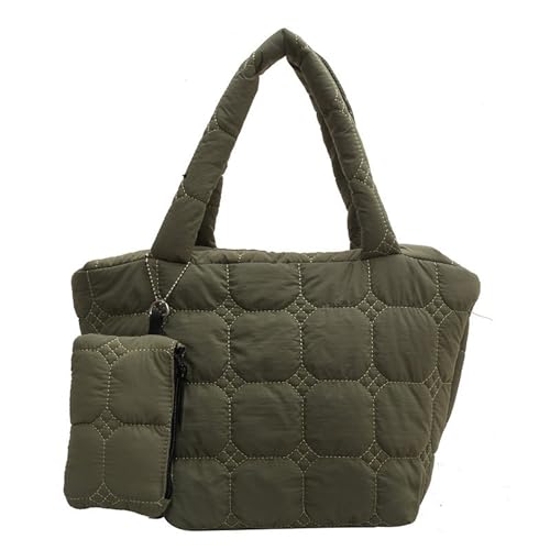 Image of Quilted Tote Bag for Women Small Puffer Purse Quilted Nylon Padding Handbag with Wallet