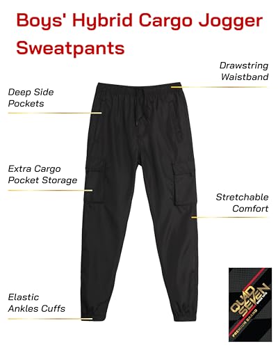 Boys Tech Pants - Quick Dry Performance Stretch Woven Joggers - Hybrid Cargo Jogger Pants for Boys (Sizes: 8-18)2