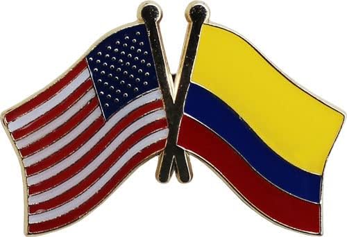 USA and Colombia Flag Die-struck Metal Friendship Lapel Pin with Butterfly Clasp Closure - Image 2