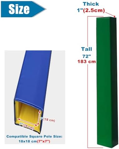 Square Basketball Pole Pad, All-Sided Outdoor Protection for 4x4, 5x5, 6x6, 8x8 Posts - Durable Black Wrap for Gym, Garage, Basement - 10x10cm Padding