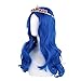 KDLCY Evie Descendants Costumes for Girls Kids Wigs Girls Cosplay Wig with Crown for Halloween Costumes and Party (Long Blue)