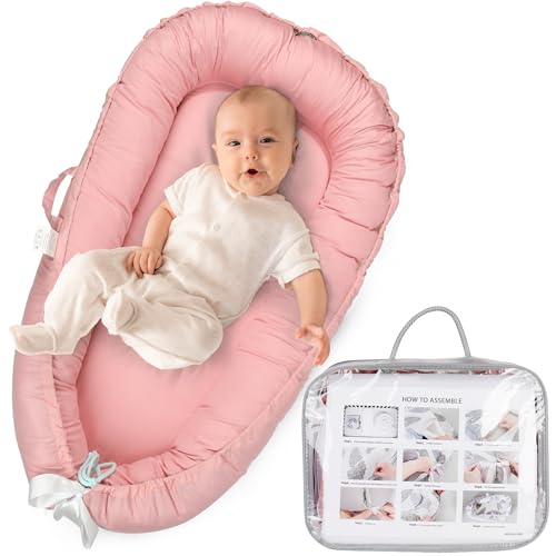 Image of Baby Lounger - Breathable & Soft Baby Lounger for Newborn 0-24 Months, Soft Portable Baby Lounger Pillow, Newborn Babies Essentials, Snuggle Lounger Me