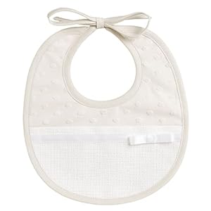 FILET – Slabbetje van zachte stof met 3D-stippenlook met tas van Aida om te borduren, sluiting met lipjes, ideaal voor baby’s, 100% Made in Italy, Beige, One size