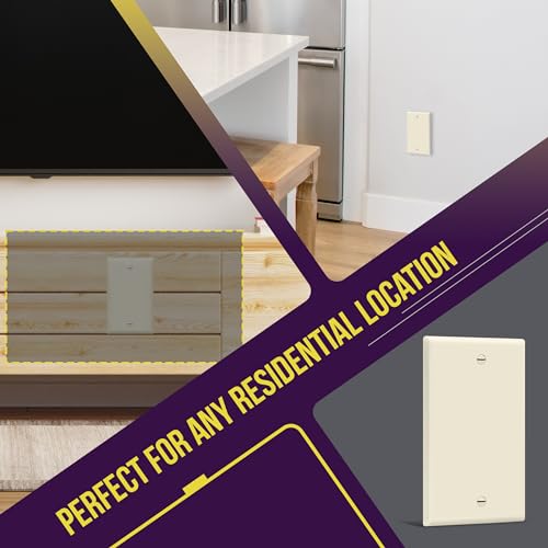 Image of ENERLITES Blank Device Wall Plate, Gloss Finish, Standard Size 1-Gang 4.50 inch x 2.76 inch, Polycarbonate Thermoplastic, 8801-LA-10PCS, Light Almond (10 Pack) | Standard size 4.50 inch x 2.76 inch, cover unused electrical box /outlet /switch, unbreakable polycarbonate, UL-listed, easy to install