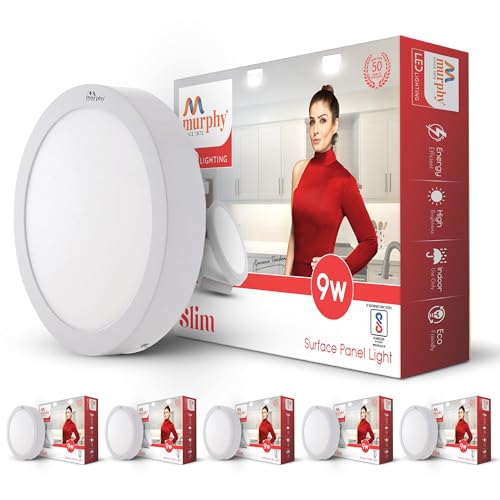 Image of Murphy 9-Watt Slim Round LED Surface Mount Panel Light (Cool White, Pack of 6), No False Ceiling Required