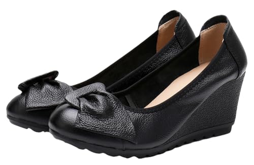 Women's Wedge Heel Pump Orthopedic Shoes Closed Toe Low Heel Pumps Comfotable Dress Shoes
