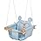 Monkey & Mouse Baby Swing, Pale Blue Indoor Outdoor Portable Hanging Chair - Infant & Toddler Kids 6 Months - 4 Years, Cotton Canvas & Beech Wood Frame, Sensory Hammock Boy & Girl Seat w/Wooden Toys