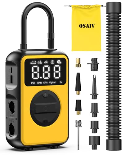 osaiv Tire Inflator Portable Air Compressor, 150PSI Cordless Tire Pump & 4.0 kPa Air Pump For Car, Sedans, Bicycle Tires, Air Mattresses and Inflatables