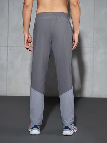 Image of TECHNOSPORT Men's Solid Trackpants DURACOOL+ Quick Dry Straight Fit Mid Rise Drawstring Polyester for Gym Training Outdoor Wear Anti Odour
