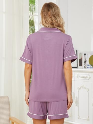 Image of Womens Pajama Sets Short Sleeve Sleepwear Soft Button Down Nightwear Lounge Pj Set XS-XXL
