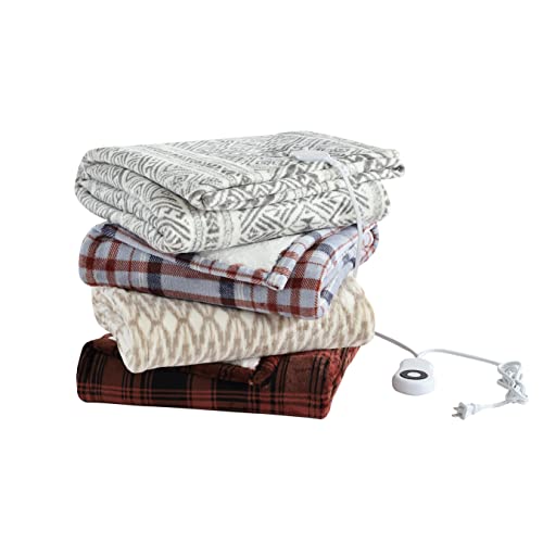 Eddie Bauer - Heated Throw Blanket, Warming Bedding With Indetectable Wires, Impossible To Feel Invisiwire Technology & Cozy Sherpa Reverse, Throw, Decorative Stripe Oyster #TOP1
