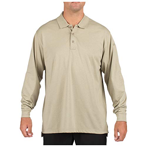 5.11 Tactical Tactical Polo Long Sleeve Tshirt, Silver Tan, XX-Large