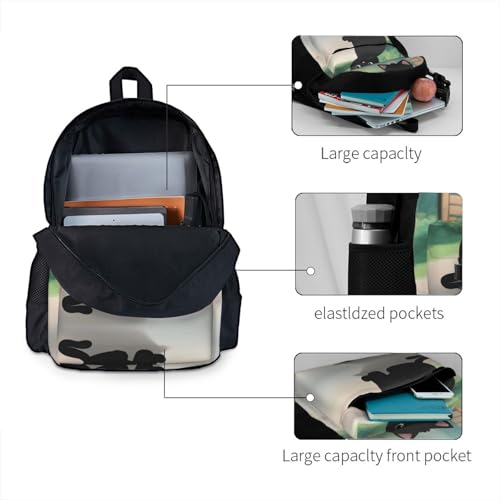 Black Cute Cat Large Capacity Travel Backpack - Polyester Backpack,Multi-Functional Storage Bag4
