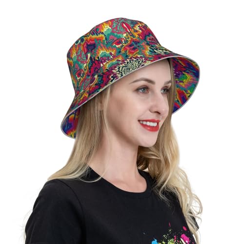 Image of Bucket Hat Beach Summer Sun Hat Reversible Fisherman Hats Double Sided Wearing for Women Men Boys Girls