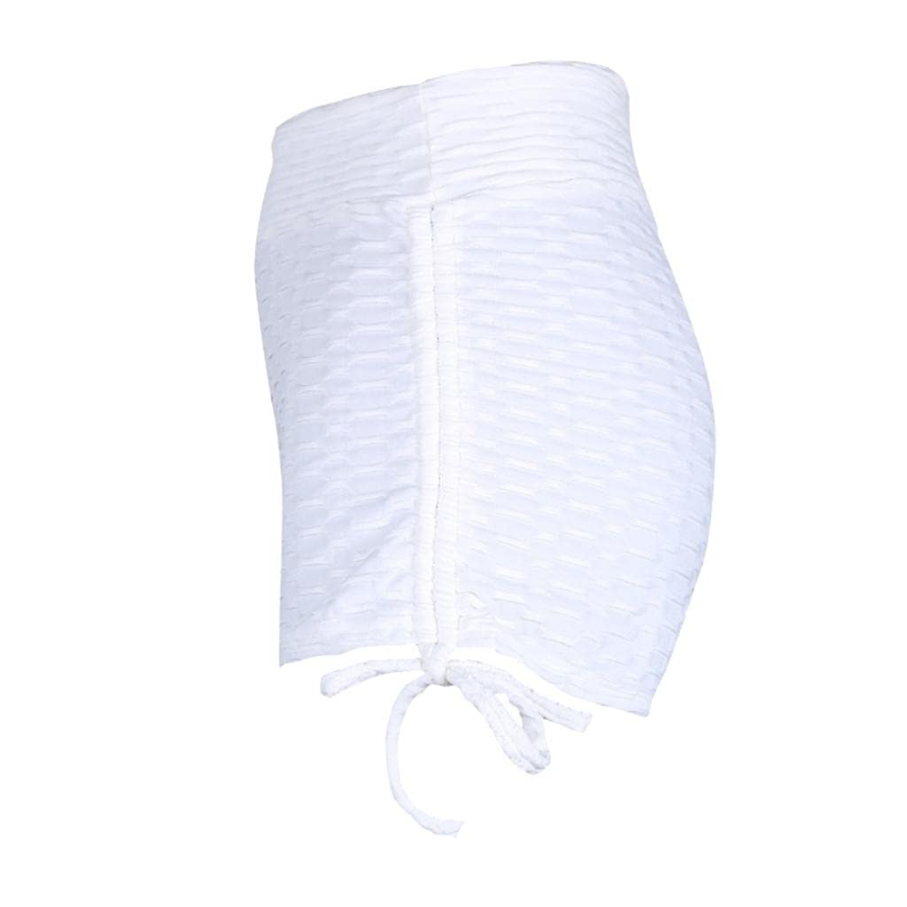 The Style Sutra Women Stretchy Lifting Workout Running Yoga Shorts White L|Other Women's Fitness Clothing|1 Piece Shorts