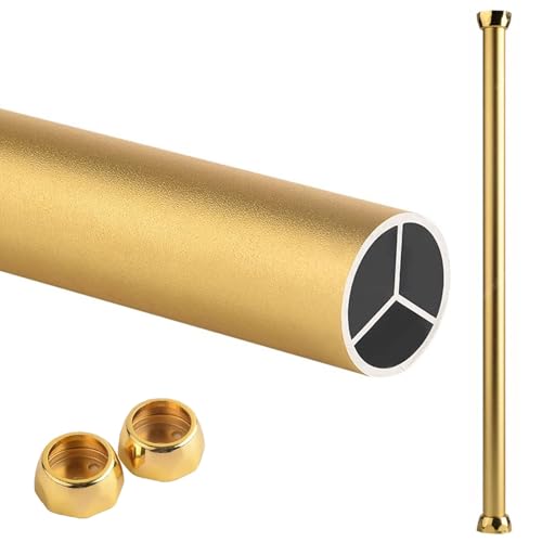 Oracra Closet Rod Matte Round Valet Closet Rod for Hanging Clothes, 12 18 24 30 36 48 59 60 63 Inch Long Wardrobes Pole with End Supports, Removable Hanger Bar(Gold,30cm(11 3/4