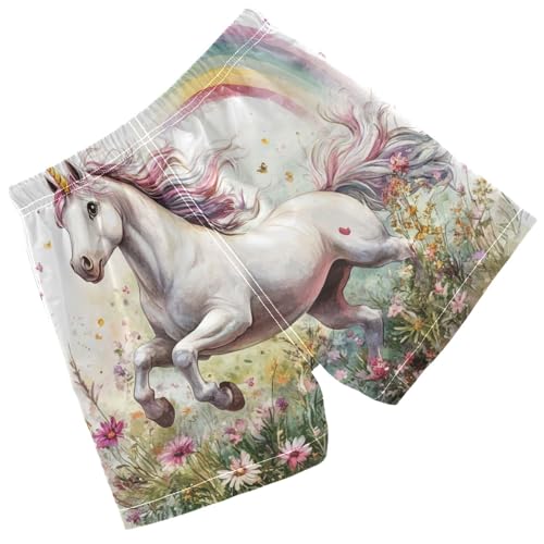 Pigsaly Boys Swim Trunks Cute Unicorn Flower Grass Boys Board Shorts Swimsuit Swimwear Summer Bathing Suit S2