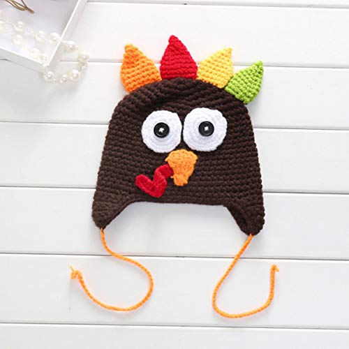 Baby & Toddlers Thanksgiving Turkey Beanie Hat Cap Cute Cartoon Animal Winter Knit Beanie With Ear Flap Photograph Props #TOP3
