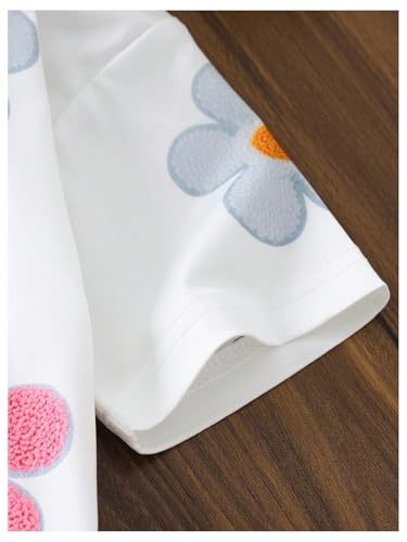 SHENHE Girl's Summer Floral Shirt Crew Neck Short Sleeve Loose Fit Cute Tee Top4