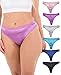 Barbra Lingerie Sexy Satin Thong Panties Small to Plus Size Thongs for Women Underwear Multi Pack (Flower, Large)
