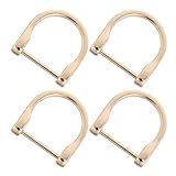 Healeved 4 Piezas de Herrajes para Bolsos Anillos en D Metálicos de Herradura, Tornillos Incluidos, Color Oro Claro, Tamaño 1 Pulgada (24,6x27,4 Mm), Accesorios para Reparación