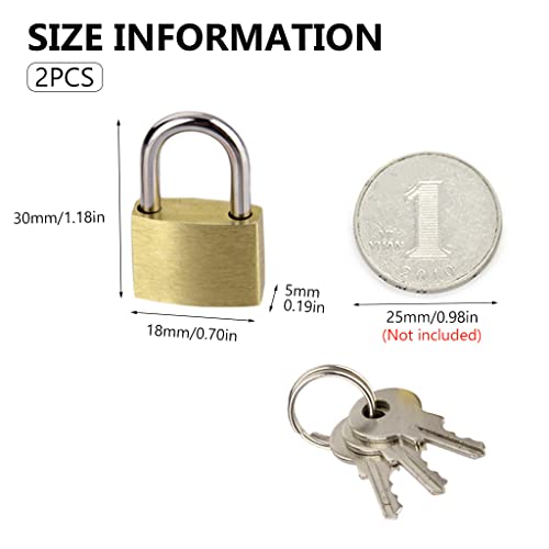 Image of HASTHIP Mini Padlock, Solid Brass, 3 Keys for Suitcase, Locker, Gold