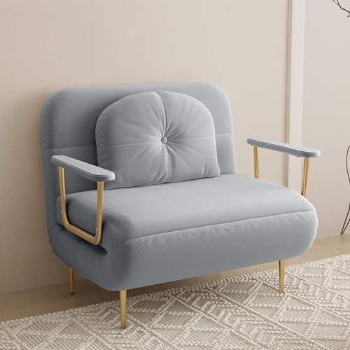 Divano Letto Singolo 3 In 1 Convertibile Con Porte USB E Tipo C, Poltrona Letto Con Schienale Regolabile, Tasca Laterale, In Tessuto Blu