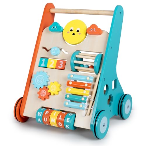 Bautia Wooden Baby Walker for 6-12 Months Orange