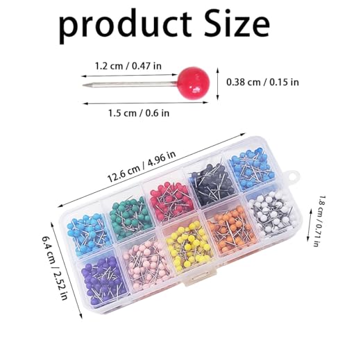 600 PCS Colored Push Pins Map Tacks, Map Push Pins, Short Map Pins, Colorful Round Push Pin, Colored Head Map Tacks, Map Tacks Marking Pins, Map Tacks Push Pins, Round Head Push Pin (10 Colors)
