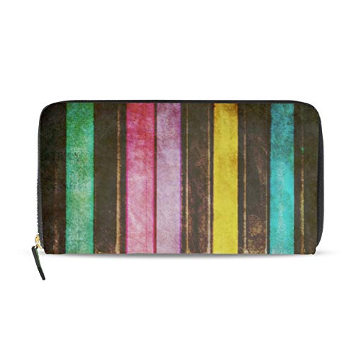GIGIJY - Cartera larga de piel con cremallera y diseño de piano y música vintage colorida para mujer, multicolor, Talla única