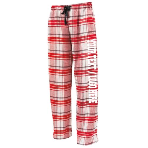 White Red Unisex Flannel Pajama Pants Your Custom Text