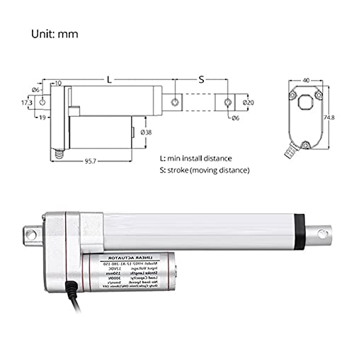Actuador lineal para automatizar ventanas y espacios con 400mm 7