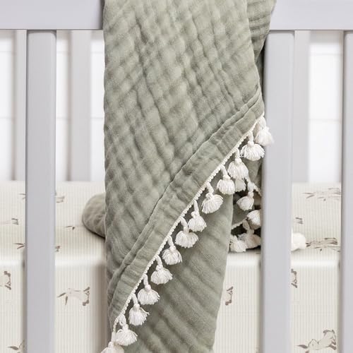 Image of Crane Baby 100% Organic Cotton Gender Neutral Animal Nursery Bedding, Fitted Sheet, Soft Breathable GOTS Certified Cotton, Bunny Crib Sheet