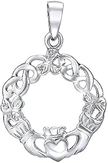 925 Sterling Silver Pendant Celtic Motif Claddagh