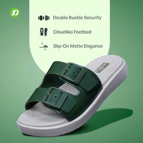 Image of DOCTOR EXTRA SOFT Women's Classic Cushion Sliders /Slippers with Adjustable Buckle Strap for Adult | Comfortable & LightWeight| Stylish & Anti-Skid|Waterproof & Everyday Flip Flops Ladies /Girls New-523