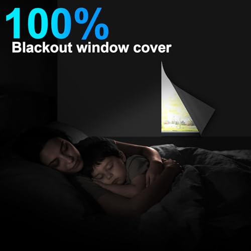 100% Blackout Curtains for Bedroom, [Upgraded] Cotton Black Out Window Cover, No Drill Sticky Blackout Shades for Travel, Portable DIY Window Blinds for Nursery, Media Room, RV, Skylight Dorm 118x59in — view 2