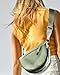 Crescent Bag for Women and Men, Fashion Medium Nylon Folding Crescent Moon Single Shoulder Bag with Adjustable Strap (Bean Green)
