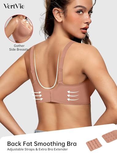 Image of Vertvie Wireless Deep V Bras for Women Push Up Seamless T-Shirt Bras (Light Brown,X-Large)