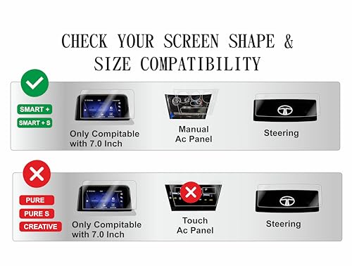 Image of OHAYO 3 Pack Screen Protector for Tata Nexon 2026 Smart+ & Smart+S | 7 inch Infotainment, AC Panel & Steering Cluster Protection | 9H Hardness, Military Strength, Scratch Resistant, HD Clear, Bubble-Free, Water Resistant | Not Tempered Glass