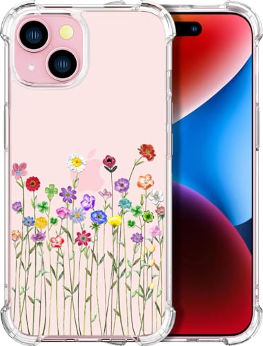Coque pour iPhone 15 motif floral antichoc transparente contre rayures