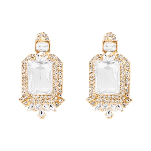 Image of I Jewels Gold Plated Stylish Design Crystal Diamond Necklace & Earrings Jewellery Set for Women