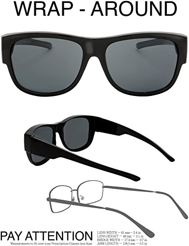 Image of The Fresh High Definition Polarized Wrap Around Shield Sunglasses for Glasses - Leather Eyeglasses Case